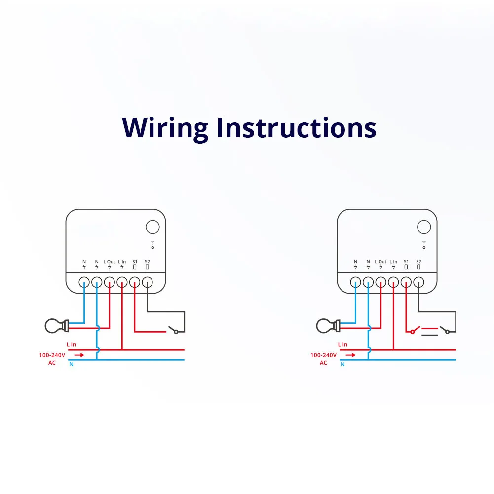 تصميم مدمج مفتاح ذكي مفتاح التتابع 2Way Switch 39.5x33x16.8mm WiFi مفتاح ذكي توافق متعدد الاستخدامات تصميم مدمج