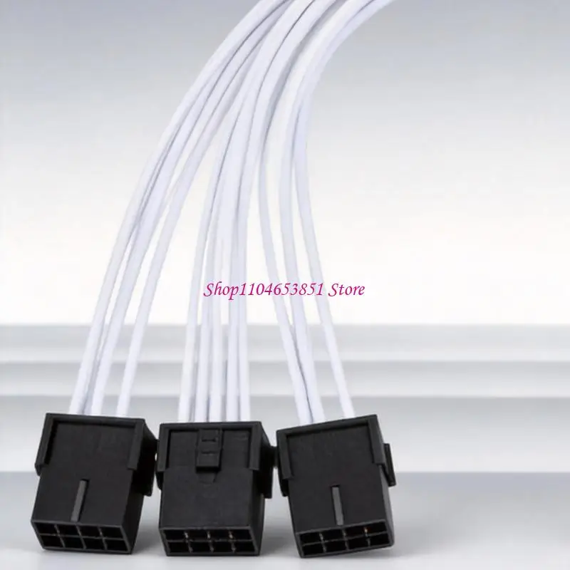 Case Routing GPU Power Cable, 30Cm PCIe 5.0 12VHPWR to 3X8Pin White Sleeved Internal Cable for Desktop Builds, Repair Work, and