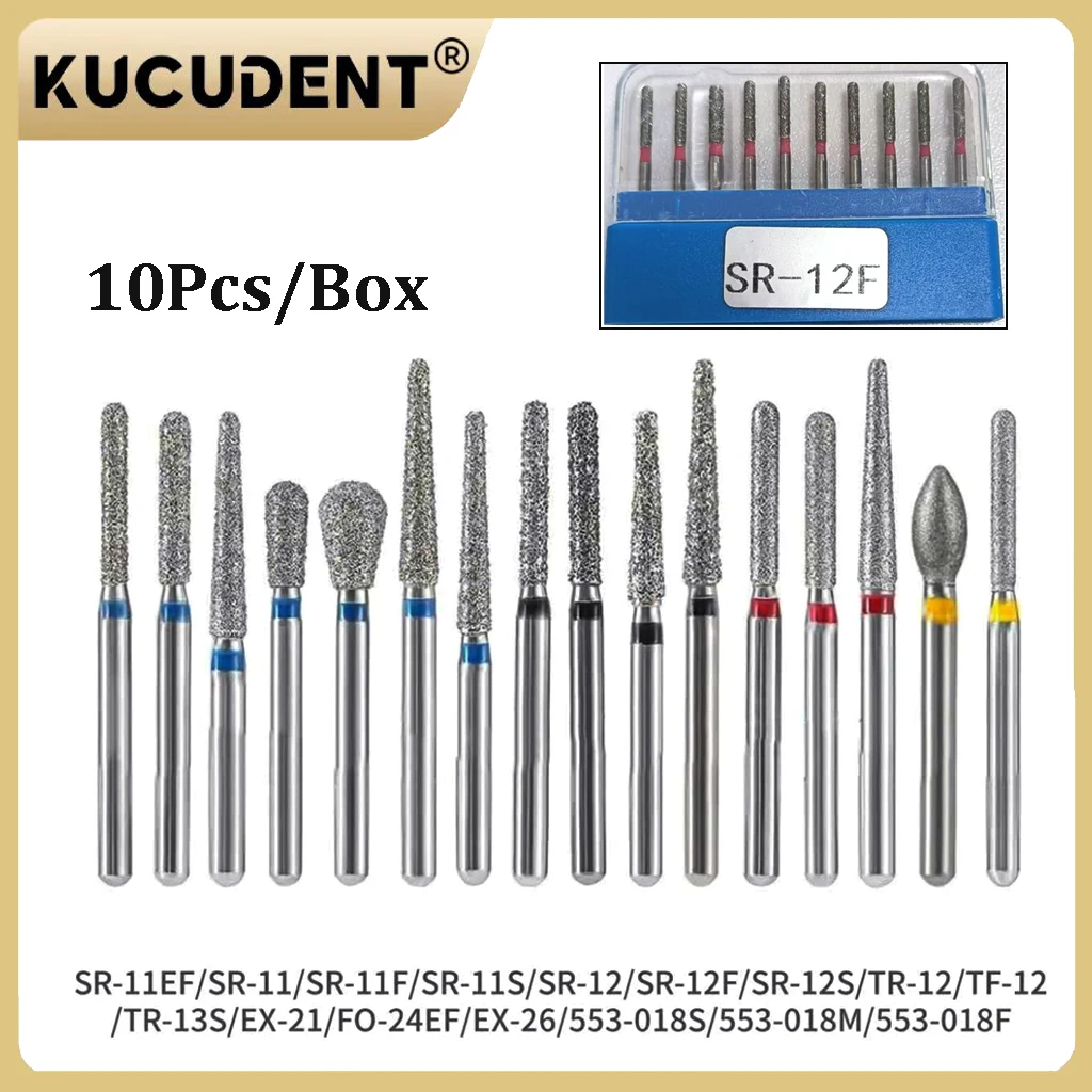10 pçs dental diamante burs fg 1.6mm para handpiece de alta velocidade separador dente coroa cavidade preparação abrade ferramentas odontológicas