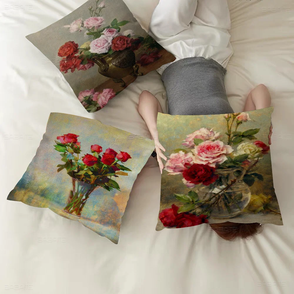 

Flowers Rose Cushion Cover Pillow Cover Decor Pillowcase Printed Cushion Case For Couch