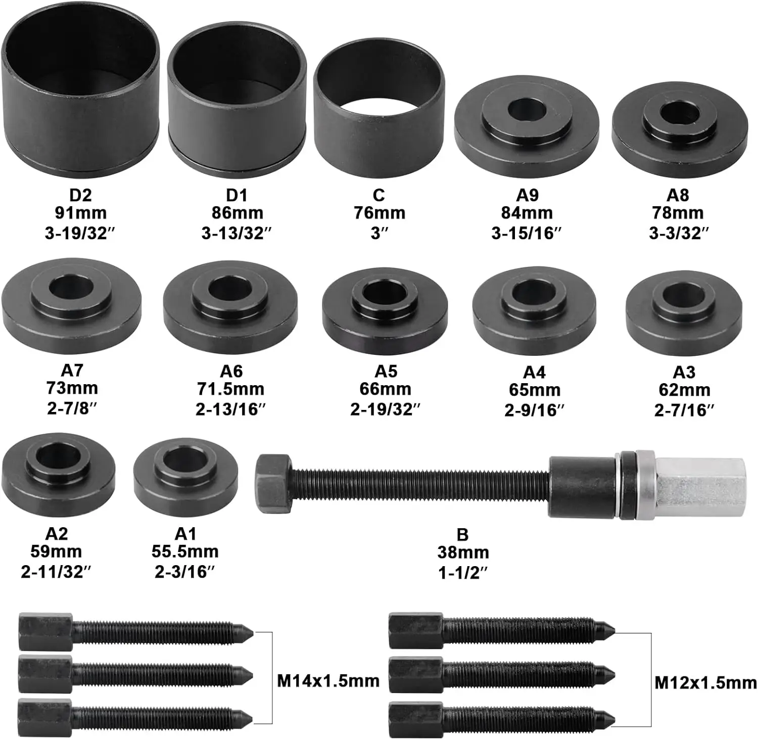 19 قطعة محرك العجلات الأمامية محمل إزالة خدمة التثبيت مجموعة أدوات FWD تحمل تثبيت مجموعة رئيسية مجموعة إزالة محمل العجلة #2