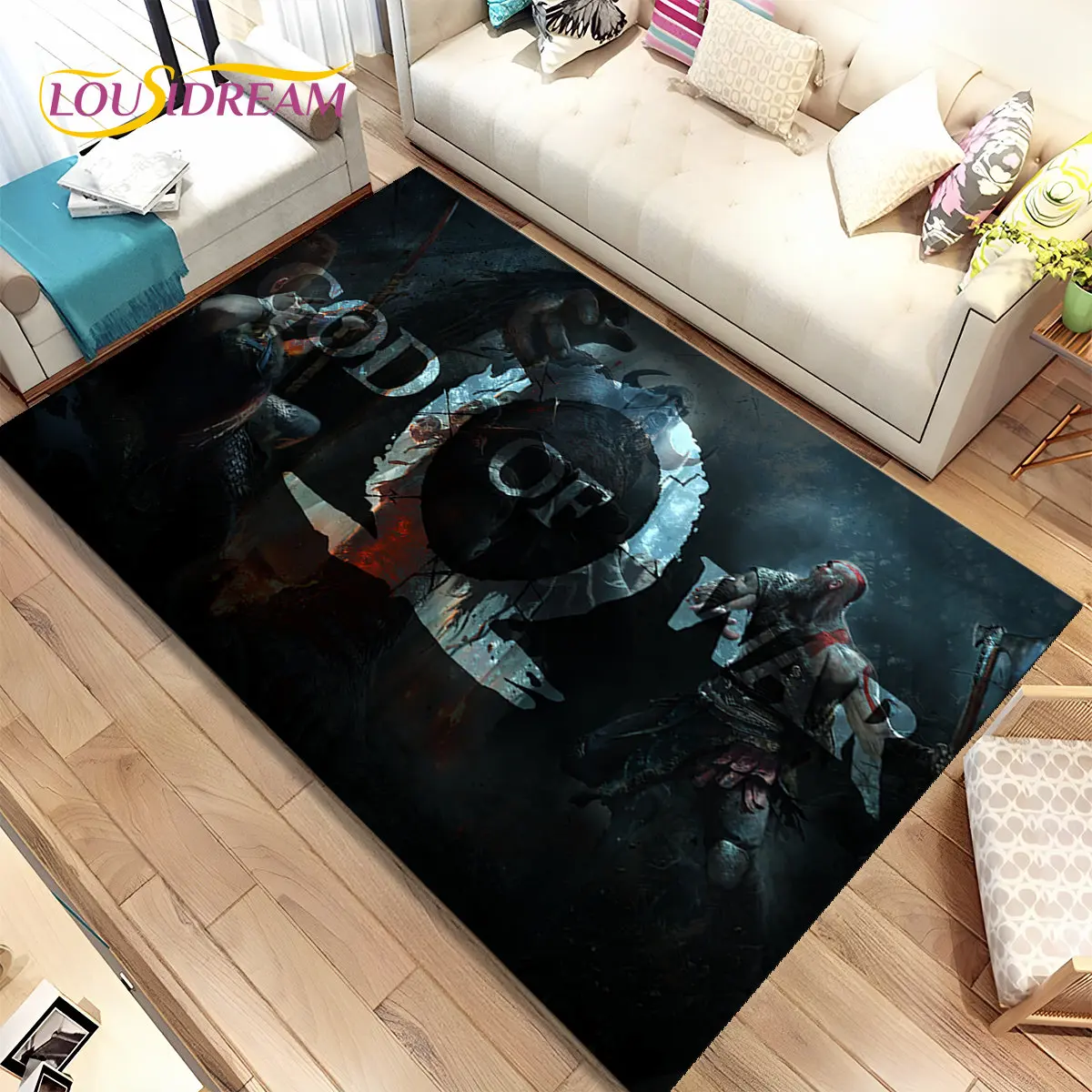 God of War Game Gamers Kratos  Area Rug,Carpet Rug for Living Room Bedroom Sofa Doormat Decoration, Kids Play Non-slip Floor Mat