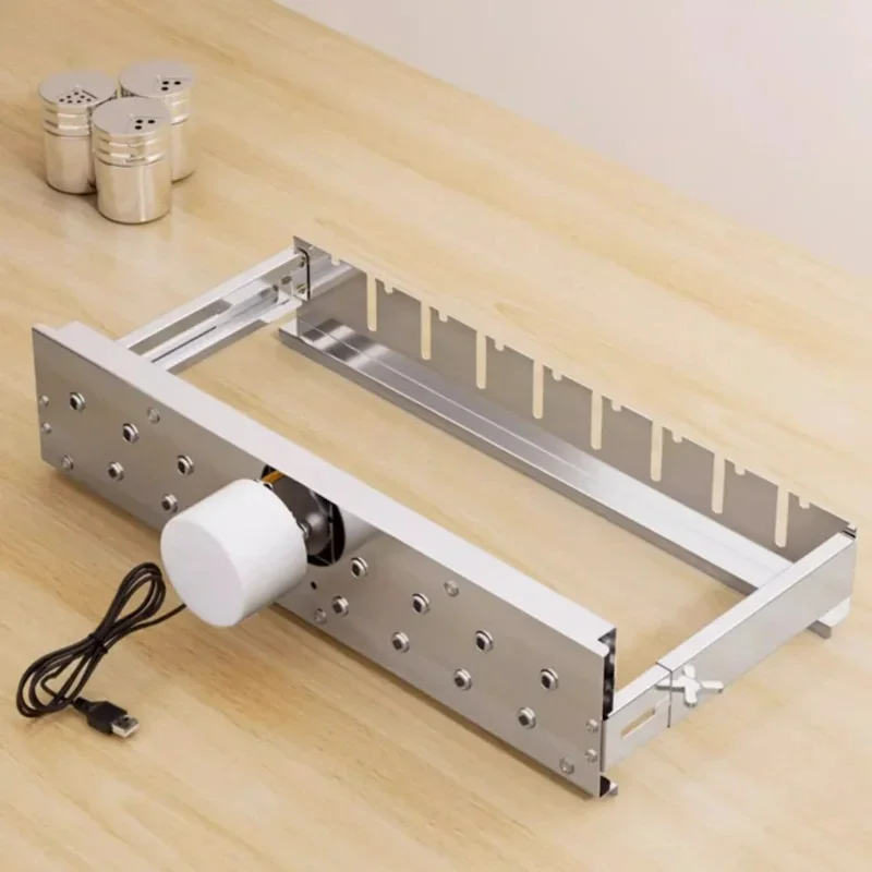 Korean Style Electric Rotary BBQ Grill, Auto Rotation Griller with Removable Adjustable Skewers