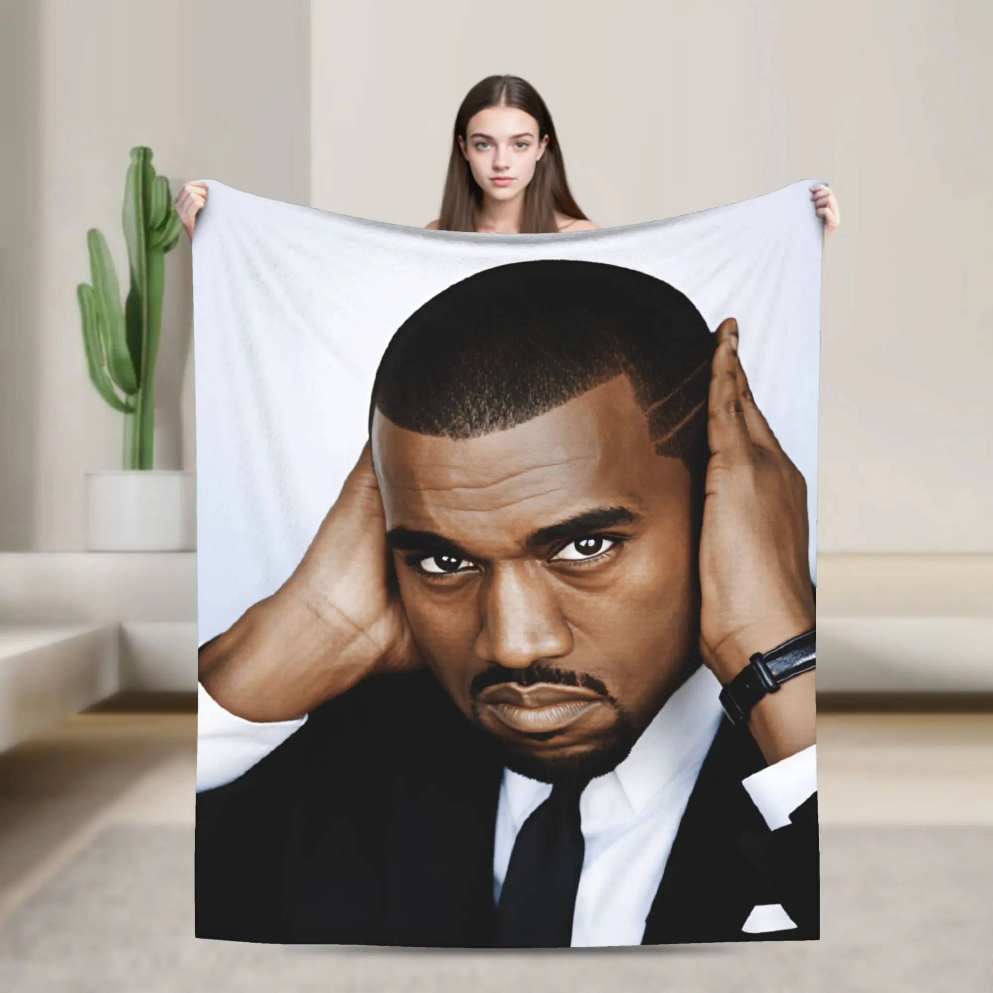 Kanye West Meme Flannel Blanket Winter  Super Soft Throw Blanket for Kids Adult Couch Bed Funny Bedspread Sofa Bed Cover