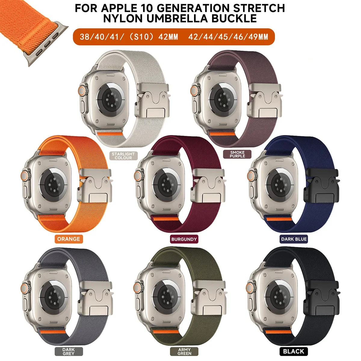 Nylon Strap for Apple Watch Ultra 2 Band 49mm 11 10 9 8 7 45mm 41 44mm 46mm 42mm Braided Elastic Bracelet for IWatch Series 6 SE