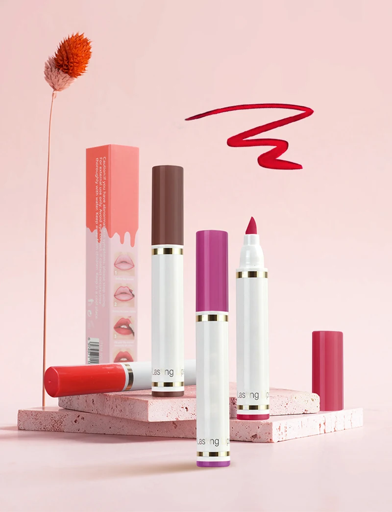 Lip Tint Marker Lipliner En Stok Vloeibare Lippenstift Met Nude Matte Tinten Gepigmenteerde Waterdichte Lichtgewicht Lipvlek Cosmetica