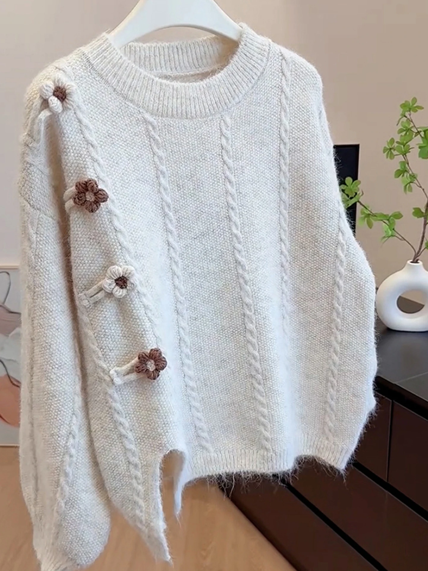 Sli محبوك سترة مستديرة Ne Long Sve الخريف عارضة Faionable المرأة أعلى جميلة مريحة الكورية Sle تخفيف #3