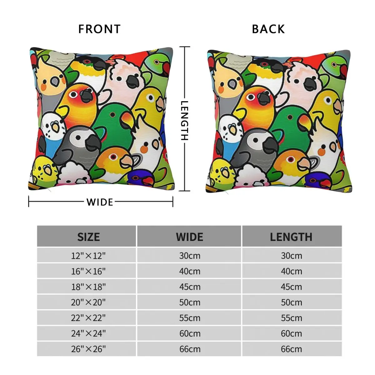 Everybirdy Pattern 2023 Square Pillowcase Pillow Cover Polyester Cushion Decor Comfort Throw Pillow for Home Living Room