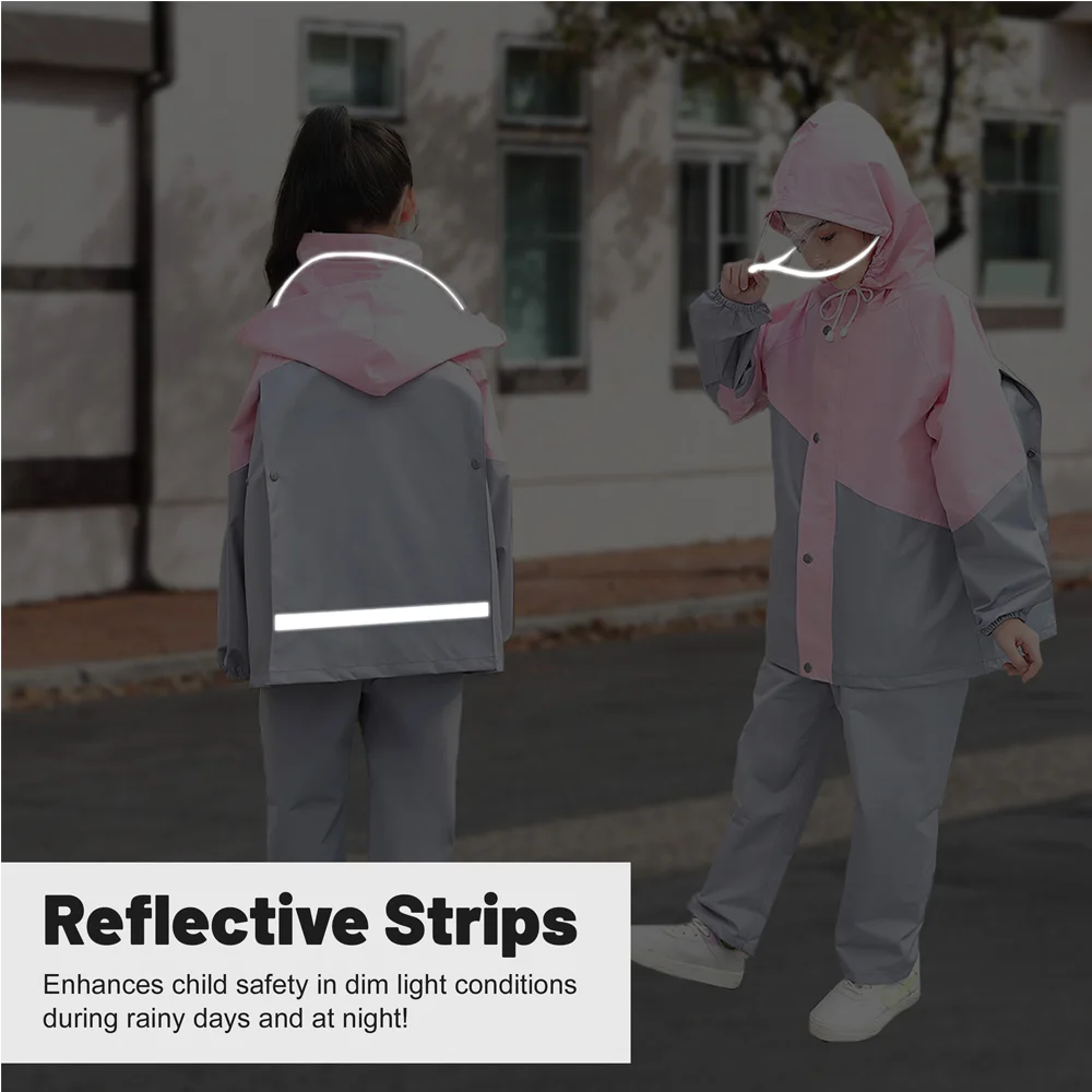 بدلة LOlanta Kids المقاومة للماء معطف واق من المطر وسترة وبنطلون طقم بدلة بركة مع سحاب للأولاد والبنات من عمر 8 إلى 14 سنة