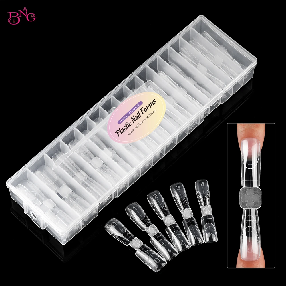 BNG 75 pezzi stampi per unghie a doppia faccia francese a doppia forma copertura completa estensione gel per unghie poli bara quadrata punte per unghie acriliche forme superiori