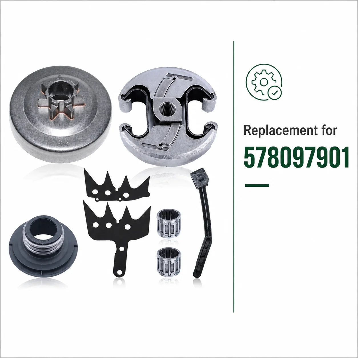 For Husqvarna 340 345 350 445E 450E Chainsaw Clutch Assembly Passive Disc Impeller 578097901 Replaces Stens 085-1737