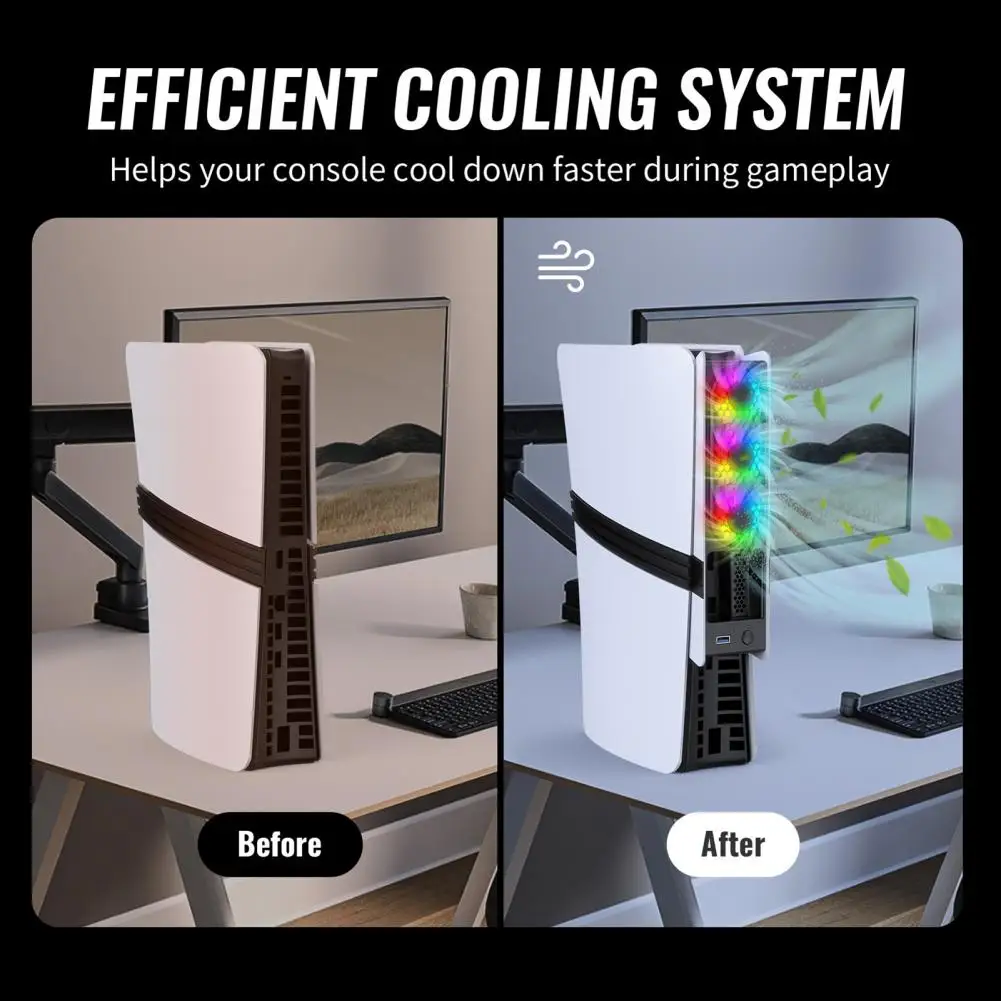 Usb Cooler Fan Rgb Game Console Fan with Low Noise Usb External Cooler for Ps5 Pro/slim Adjustable Efficient Cooling Solution