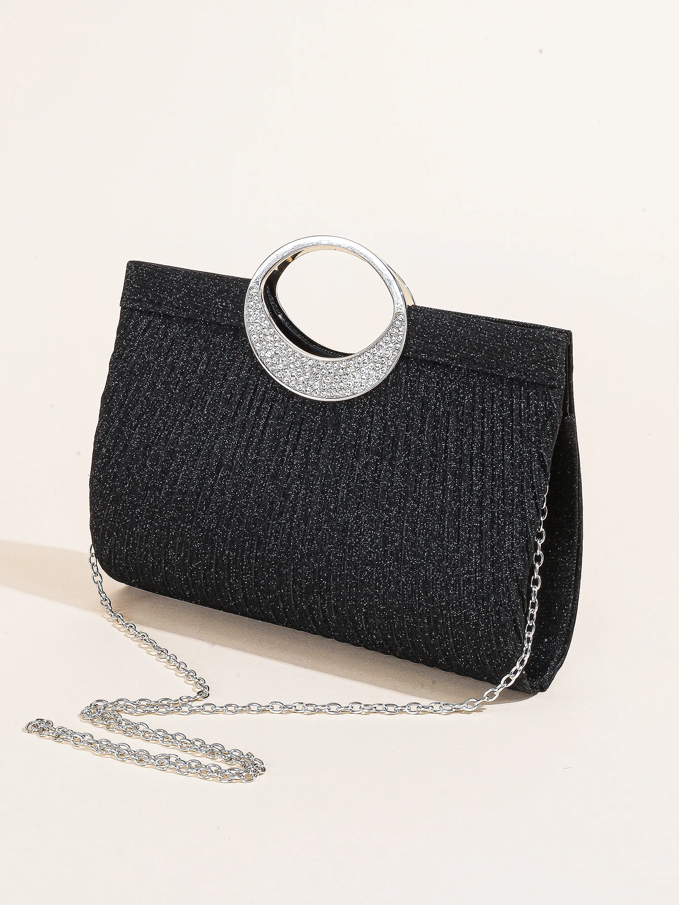 Women Crystal Oval  Handle Glitter Clutch Purses for Women Evening Bags Party Clutches Wedding Purses Cocktail Prom Handbags image 5