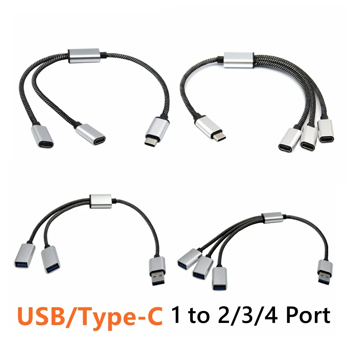 USB C  Male Plug To 2 3 Female Socket Type-C OTG Extension Line Y Splitter Data Charging Cable Power Adapter Converter Splitter