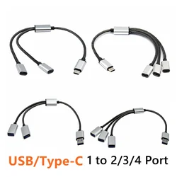 USB C  Male Plug To 2 3 Female Socket Type-C OTG Extension Line Y Splitter Data Charging Cable Power Adapter Converter Splitter