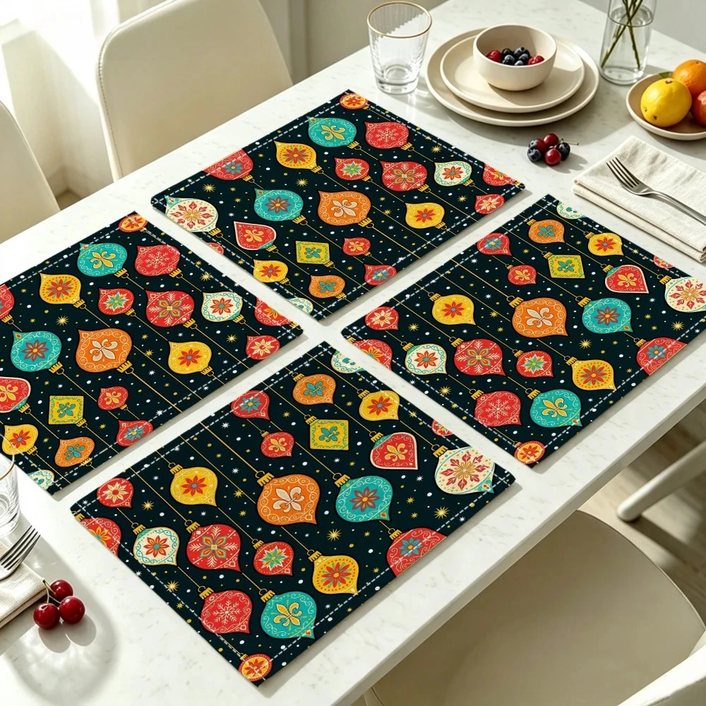 Christmas Print Placemat, Practical & Heat-Insulating, Festive Party Home  Placemat