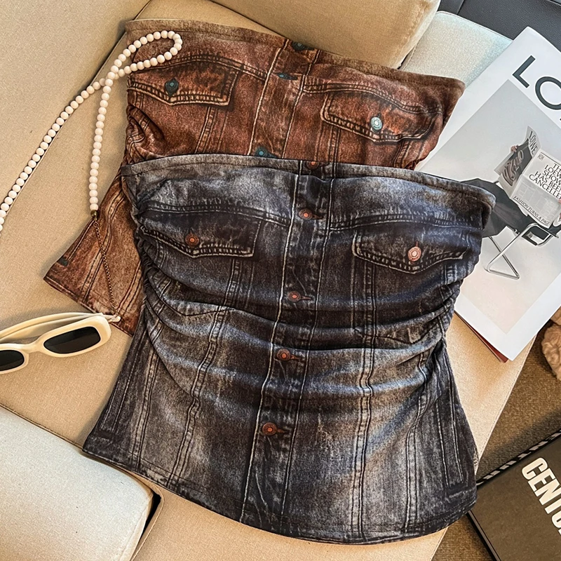 

Vintage Top Gary Clothes Woman Clothing Korean Popular Clothes Women Women's Fashion Sexy Shoujo Girl Tops Bustier Vest Y2k Tube