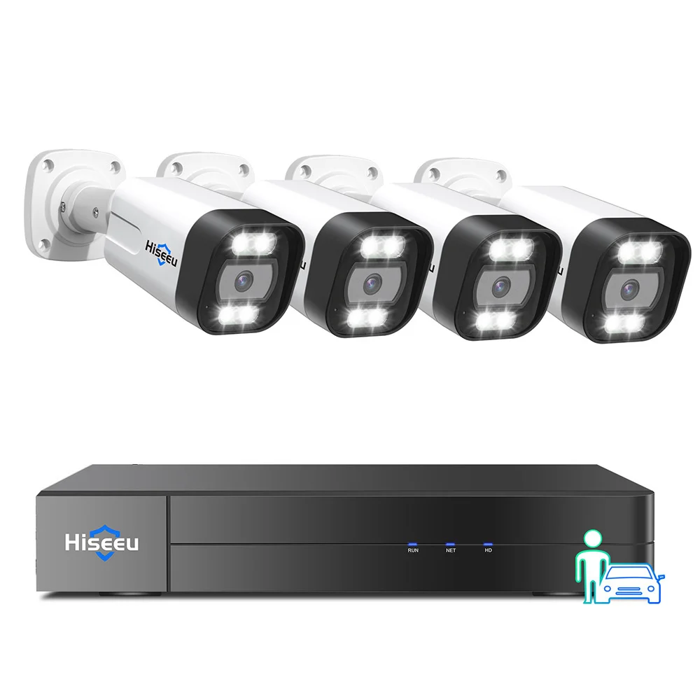 Hiseeu PK-4YHB785 5MP WiFi IP كاميرا الحرس المشاهد نظام الأمن الاتحاد الأوروبي التوصيل كشف المركبات البشرية 2-Way الصوت للرؤية الليلية IP67 #1