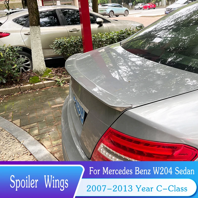 For Mercedes Benz W204 Spoiler 2007-2013 C class Sedan Car Trunk Rear Lip Wing ABS Plastic Tuning Exterior Body Kit Accessories