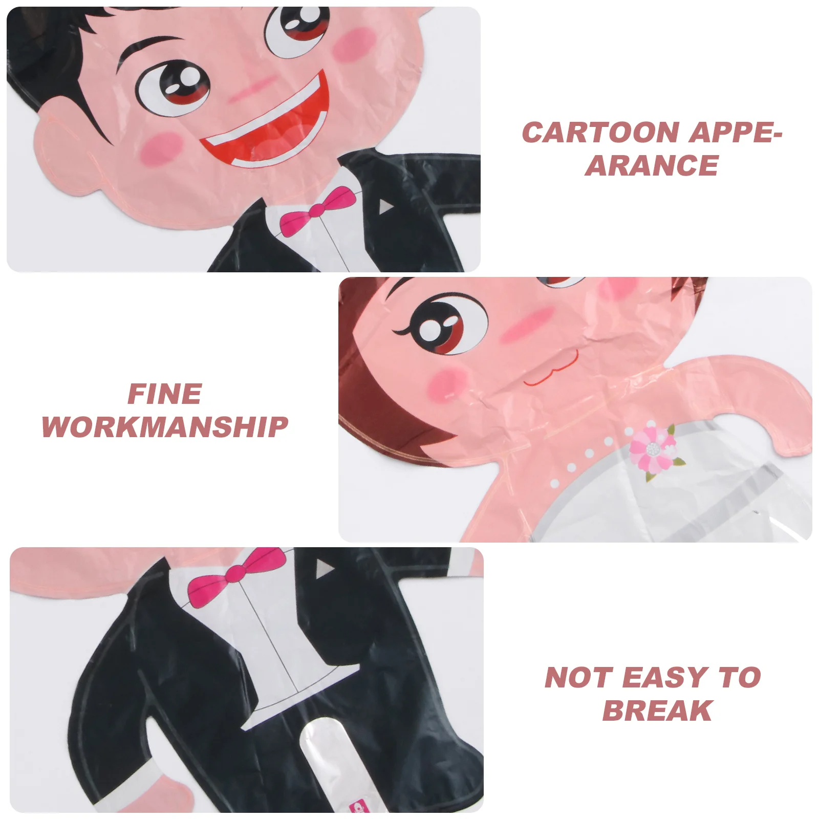 

2Pcs Large Wedding Party Foil Balloons Bride Groom Durable Cartoon Balloons Not Easy to Break Reusable Cartoon Wedding Ballons