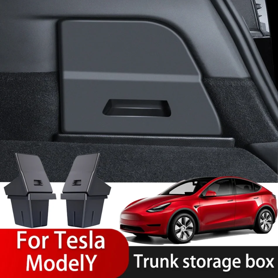 

Car Trunk 2-layer Side Storage Box for Tesla Model Y 2017-2025 Upper ABS Storage Box and Lower TPE Storage Bucket Accessories