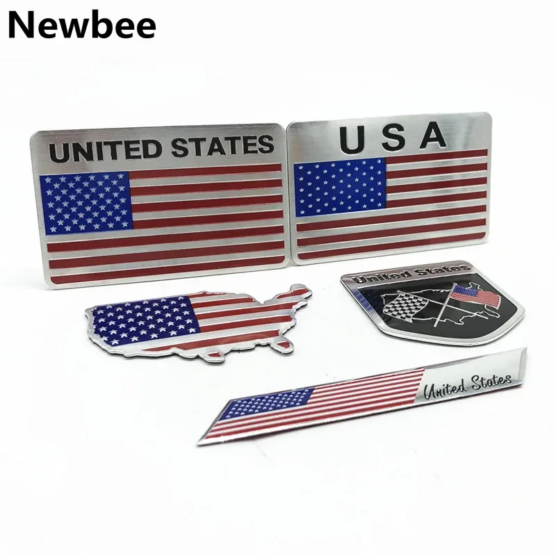 

3D Aluminum USA Flag Emblem Badge Logo Car Sticker American Map Waterproof Decal for Car Body Window Motorcycle Home Decoration