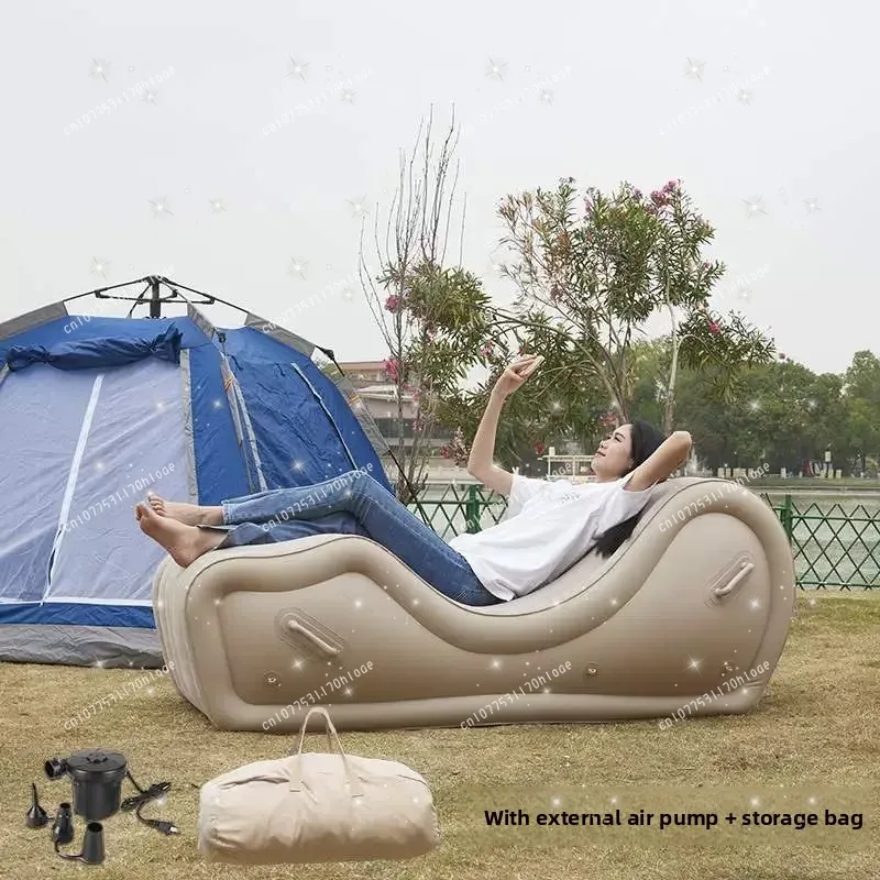 Simple Lazy Sofa Recliner Fully Automatic Outdoor Portable Air Cushion PVC Inflatable Sofa Chair