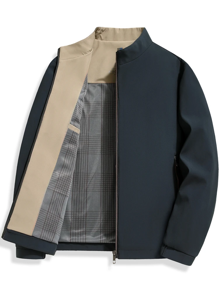 

Мужская демисезонная куртка-ветровка с воротником-стойкой на молнии из полиэстера, ветрозащитная, с длинными рукавами, в городском стиле