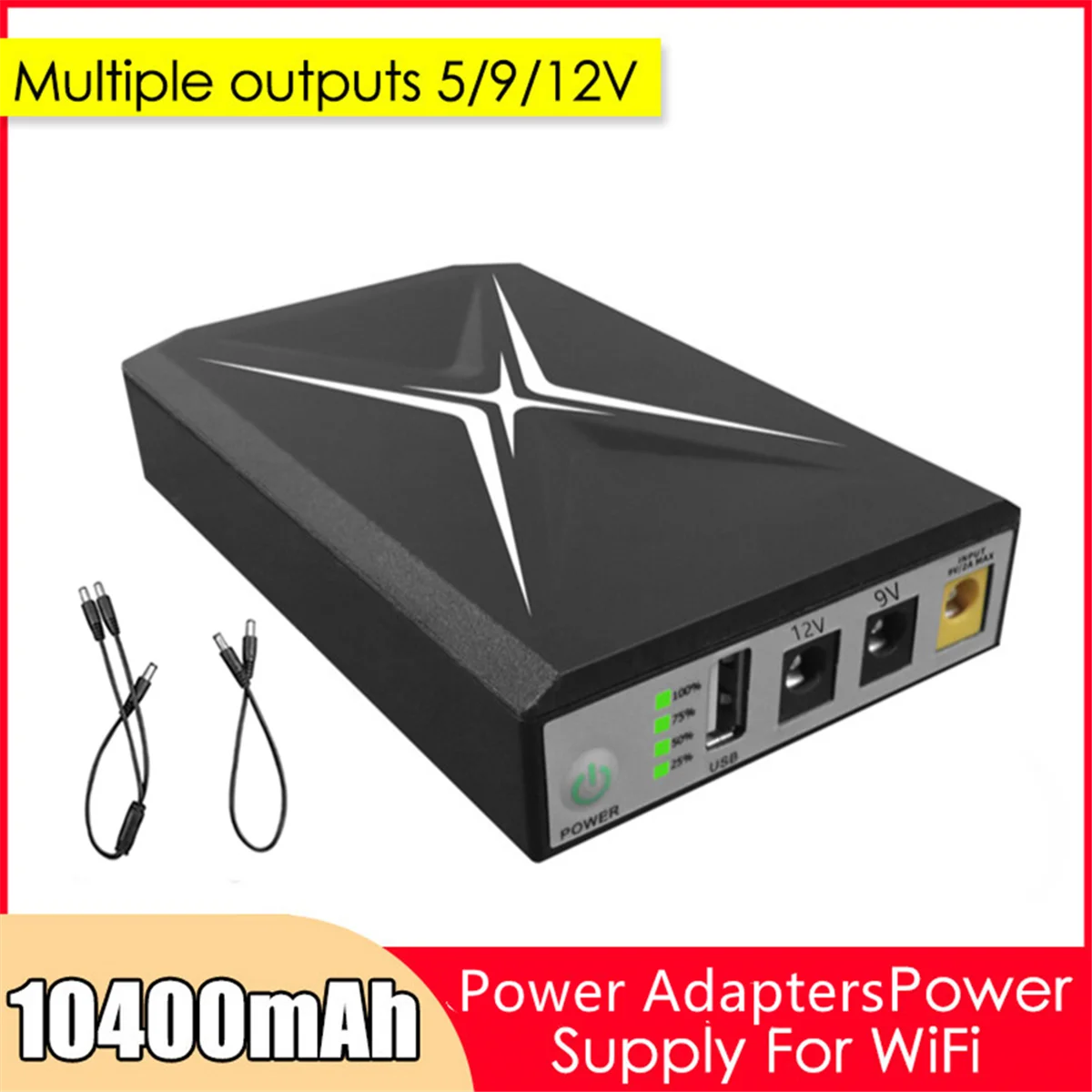 10400MAh DC UPS Uninterrupted Supply Router 9V 12V 18W Battery Backup Mini UPS USB Wifi Router for CCTV Power Supply