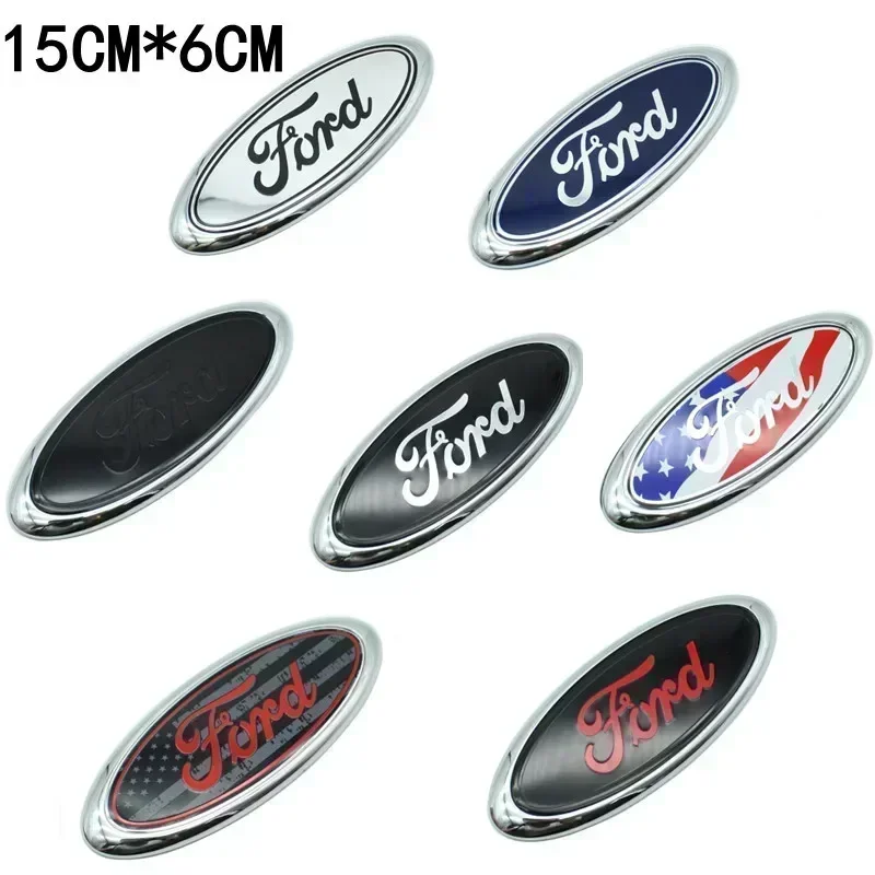 15x6cm ABS Car Front Hood Trunk Tail Sticker for Edge Ecosport Transit Fiesta Ranger Focus Fusion Escape Transit Mondeo Emblems