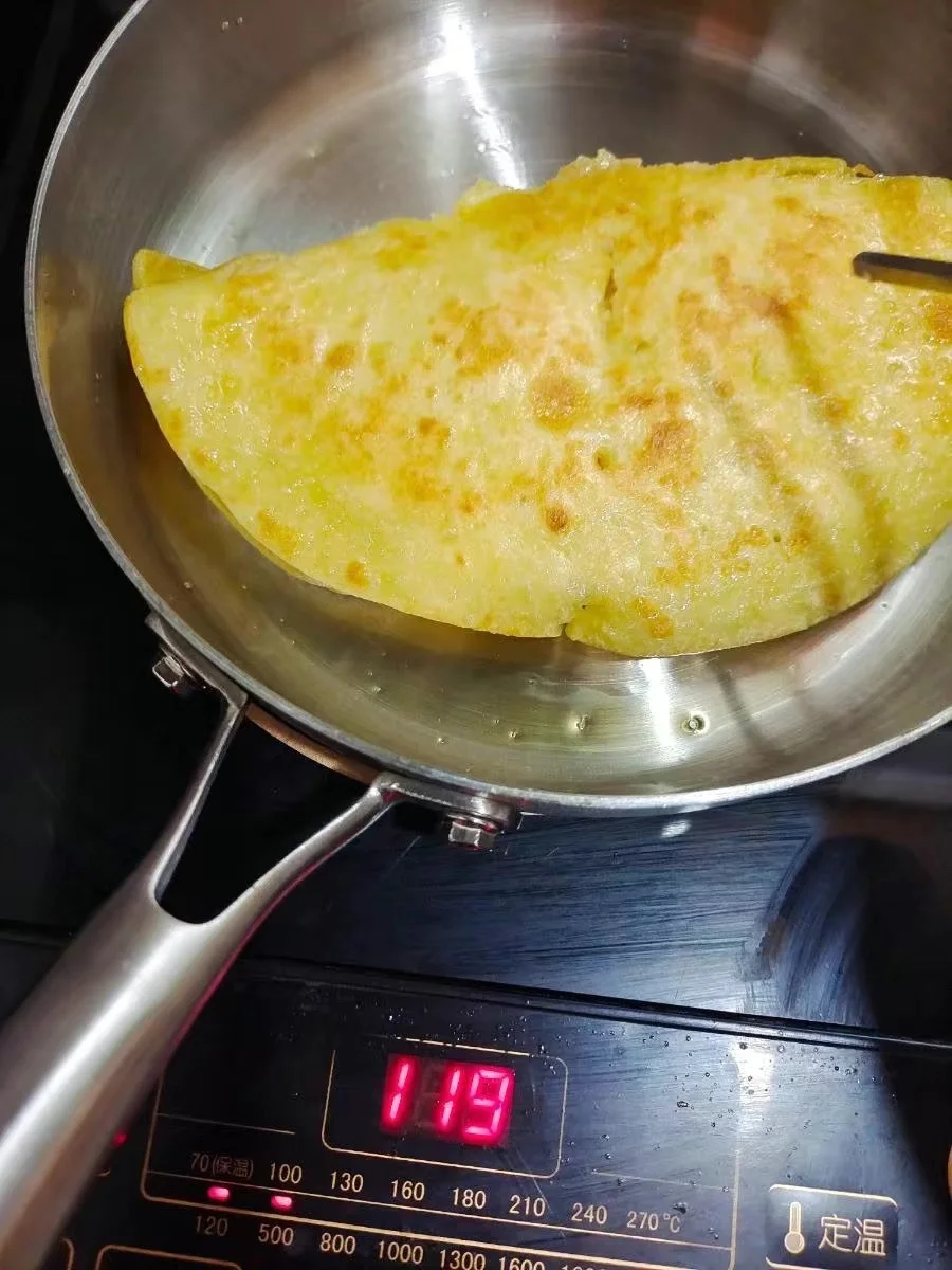 مقلاة مسطحة من الفولاذ المقاوم للصدأ 316 مع مقبض قابل للطي، مقلاة فطيرة ستيك، مقلاة غير لاصقة، مقلاة منزلية صغيرة #6