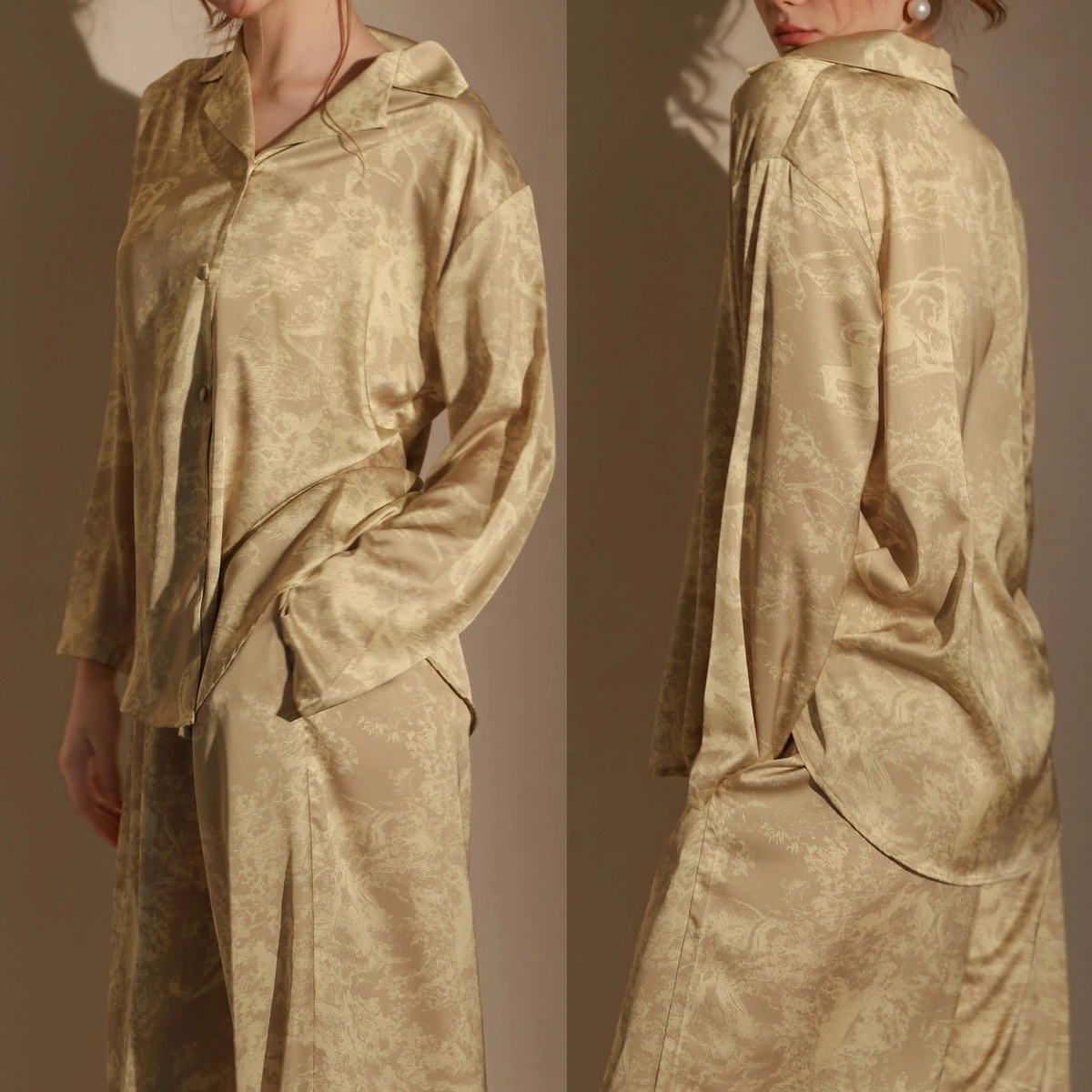 

Russia Popular Pajamas Set Women's Nightwear Tiger Printing Top Pants Ice Silk Home Sleepwear Loose 2 Piece Suit Loungewear PJS