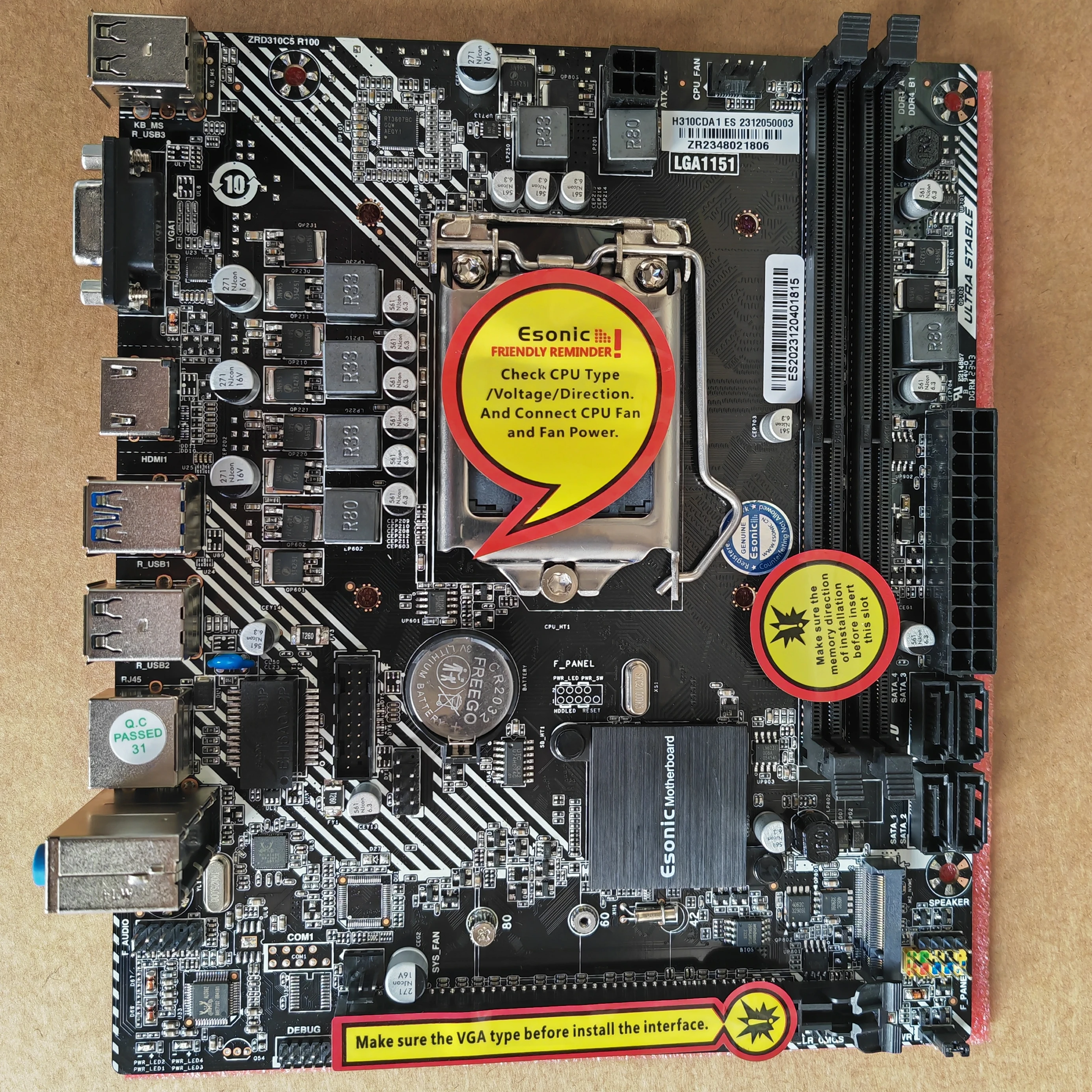Esonic M‑ATX H310 Desktop Motherboard LGA1151 Compatible with 6th 7th 8th 9th Gen I3 I5 I7 CPU Computer Mainboard