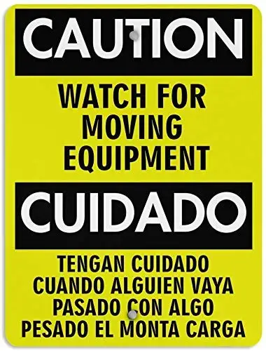 Sign Warning Sign Safety Sign Danger Tin Sign 8x12Inch,Watch for Moving Equipment Hazard,Security Sign Aluminum Outdoor & In