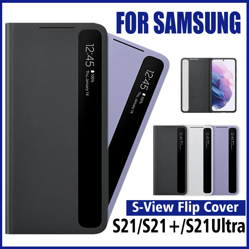 

For Samsung S21 Ultra Mirror Smart View Flip Case Galaxy S21 / S21 Plus /5G Phone LED Cover S-View Cases EF-ZG998