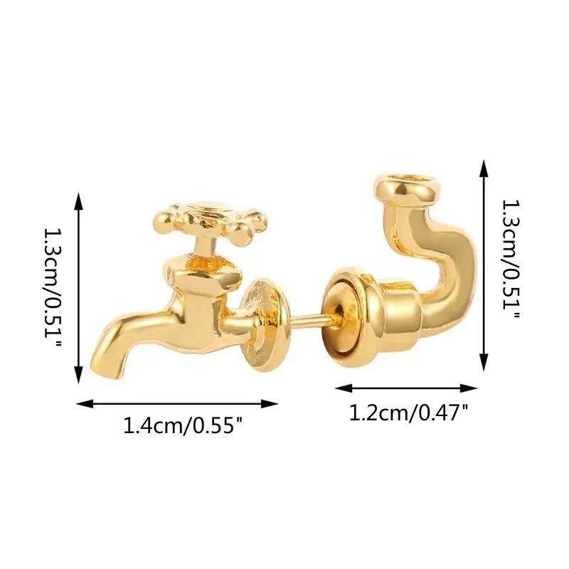 Industrial Punk Water Faucet Shape Stud Earrings For Men Women Gothic Piercing Earring Personality Halloween Fashion Jewelry