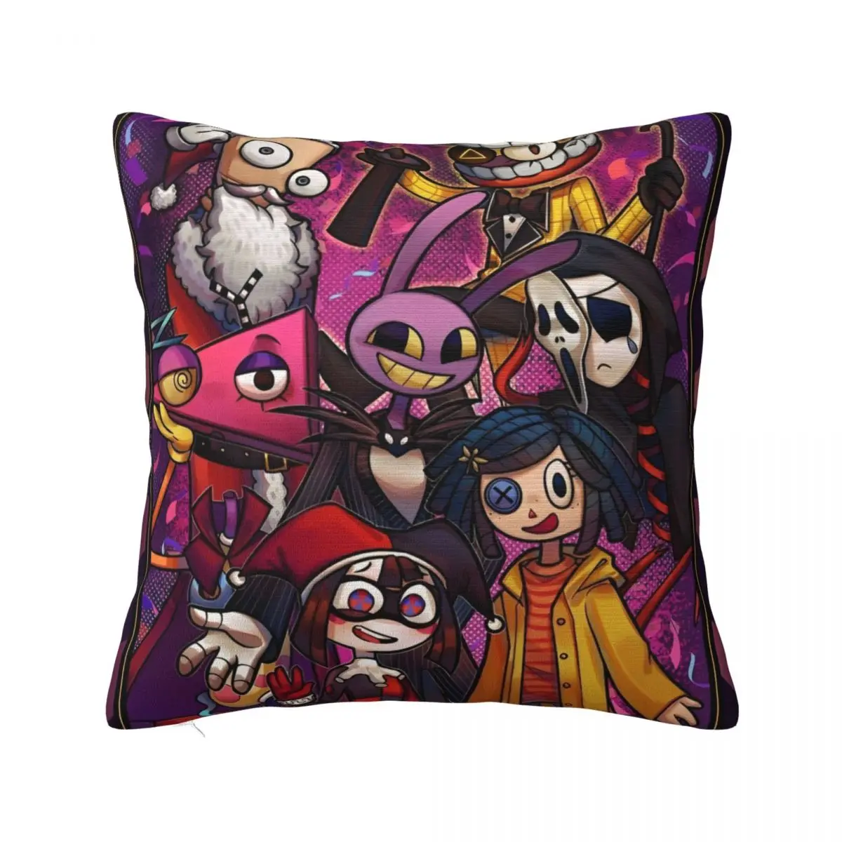 Printed The A-Amazing D-Digital C-Circus Cartoon Pillowcase Fabric Cushion Cover Pomni Jax Anime Pillow Case Cover Home 45X45cm