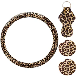 High Quality Steering Wheel Cover Universal Fit Anti Skid Car Accessory Interior Accessories Steering Covers Leopard Print Easy
