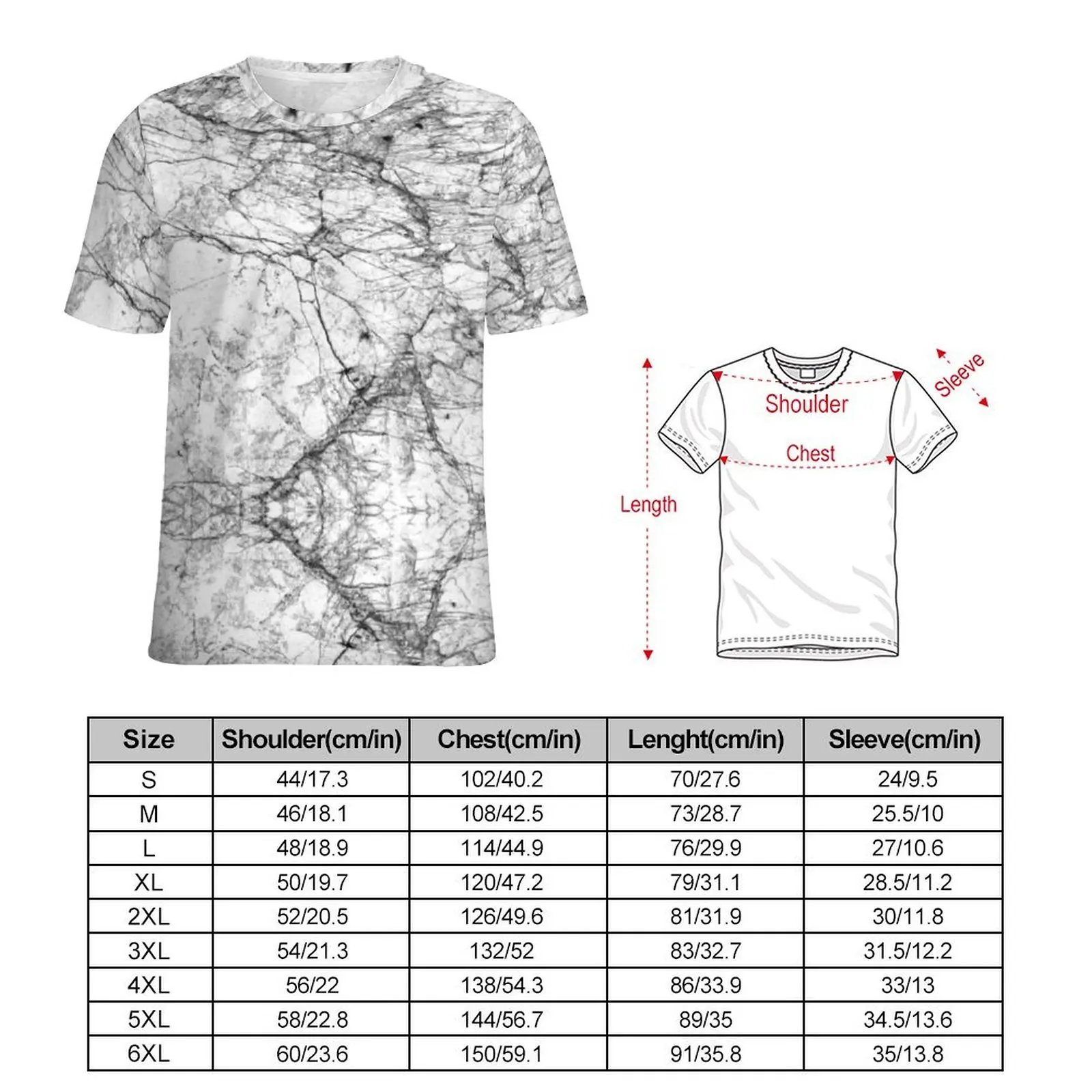Black And White Natural Marble T-Shirt Men Modern Faux Texture Marbles O Neck T Shirts Vintage  Tops Casual Oversized Tees Gift
