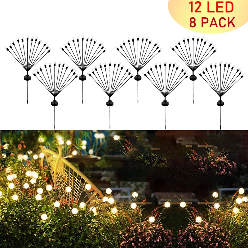 6/8led Solar Firefly Lights Solar Tuin Vuurwerk Licht Buiten Waterdicht Wuivend Licht Voor Tuin Patio Pad Decoratie