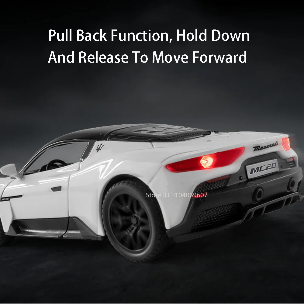 Schaal 1:32 MC20 Automodel Speelgoed Legering Diecast Sportwagens Trek Geluid Licht 4 Deuren Geopend Racing Voertuigen Voor Kinderen Geschenken