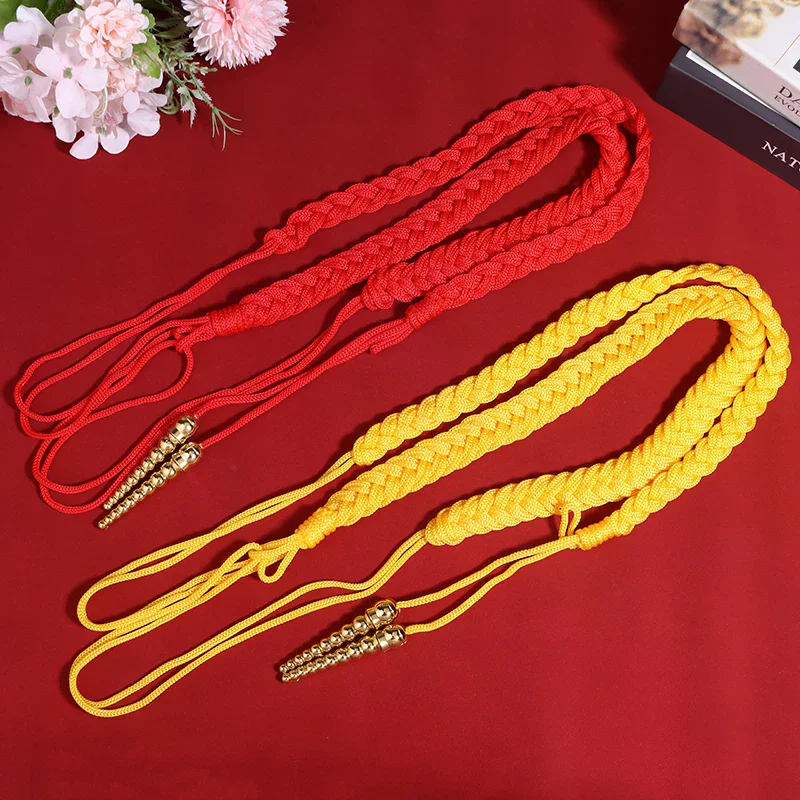 1Pc Red/Yellow Aiguillettes Wire Cord Or 2Pcs Yellow Pendants For Uniform Cosplay Costume DIY Clothes Decoration