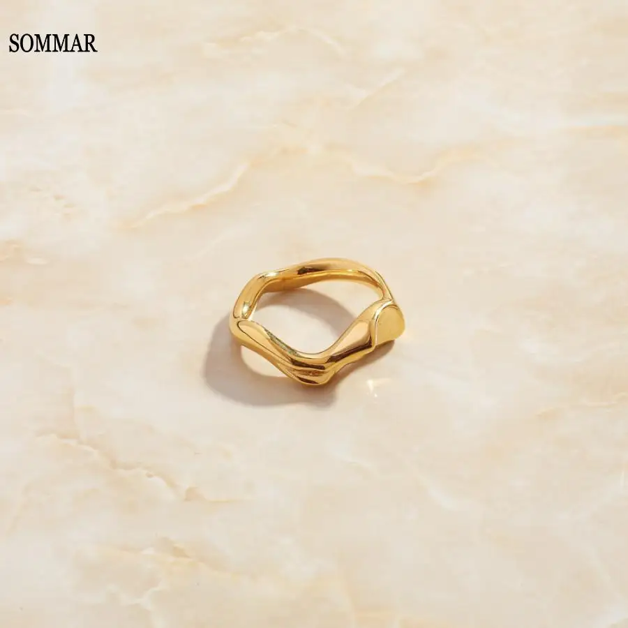 SOMMAR Hot Selling Gold Plated size 6 7 8 female wedding rings Abstract Alien Ring prices in euros Girlfriend Birthday's Gift