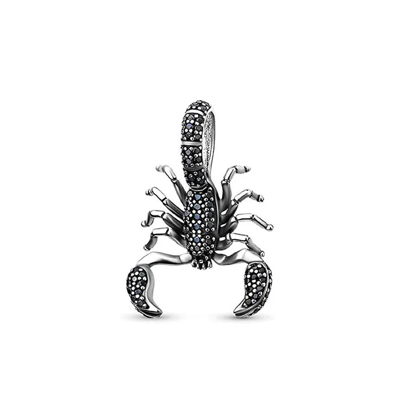 جديد 925 الفضة الأسود الداكن سلسلة الساحرة الهيكل العظمي العنكبوت الخفافيش قلادة، مناسبة لسوار سحر أوروبي الأصلي هدية