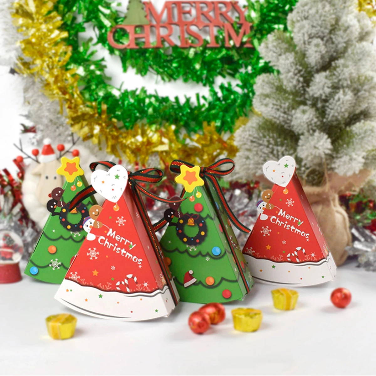 1/3pcs Christmas Tree Treat Boxes Christmas Candy Holders Festive Holiday Party Favor Boxes Perfect for Christmas Gift Packaging