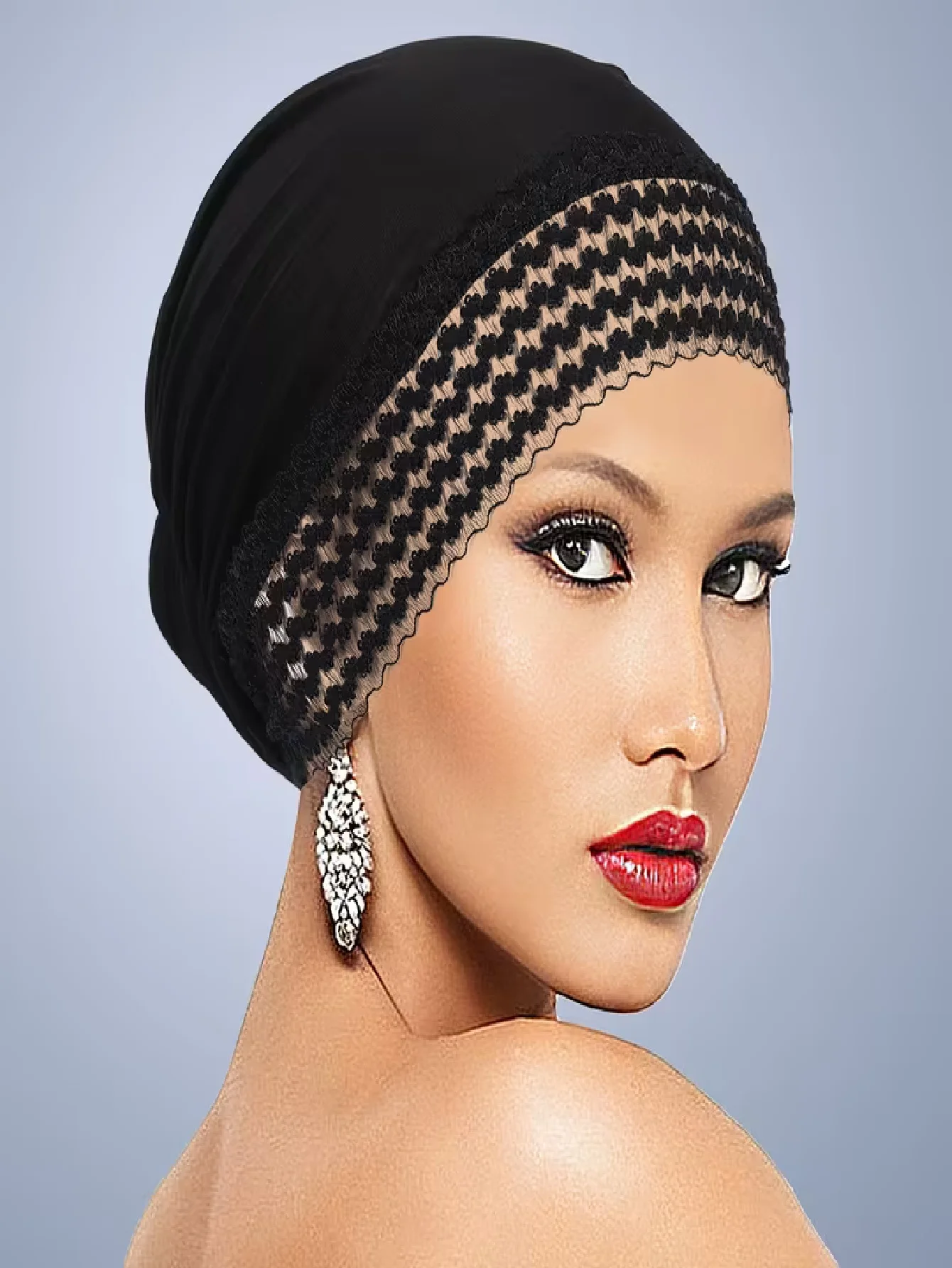 Women's Solid Color Headscarf |   Awegeo Fashionable and Versatile Basic Hat, Upgraded with Lace Trim, Casual and Comfortable Daily Hat, Fitted Fabric, Snap Closure, Lightweight, Suitable for All Seasons, Hand Wash or