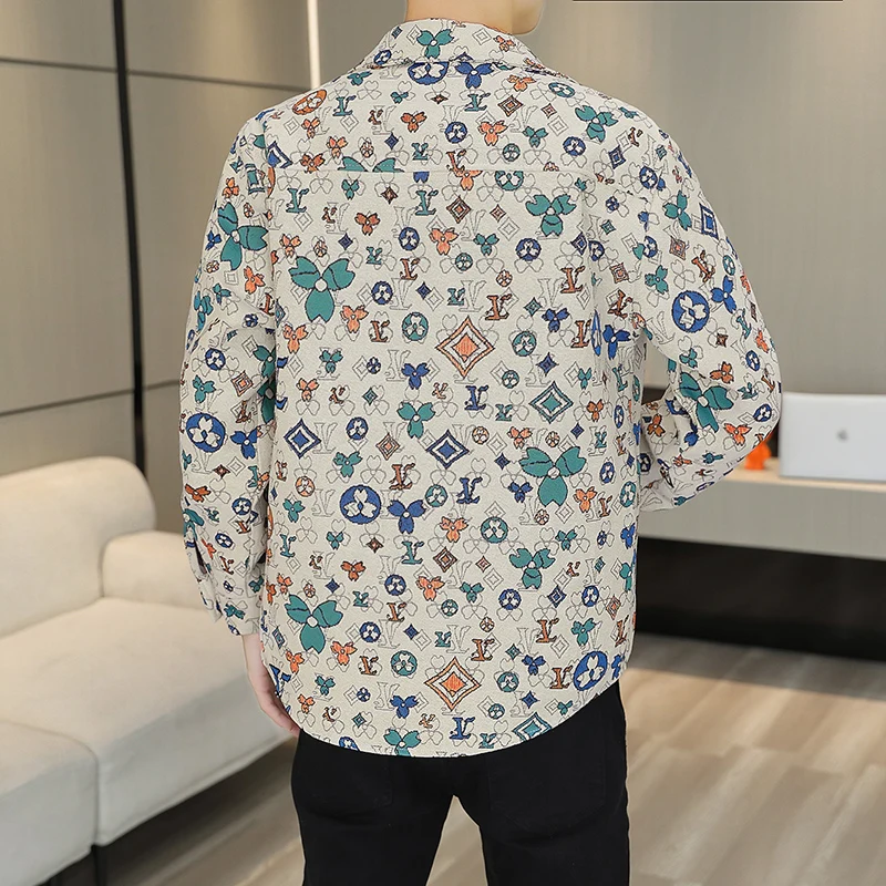 Mens Clothing Autumn Men's Streetwear Blouse Casual Shirt Spring Male Winter Streetdress Popular Elegant Hombre Fashion Shirt