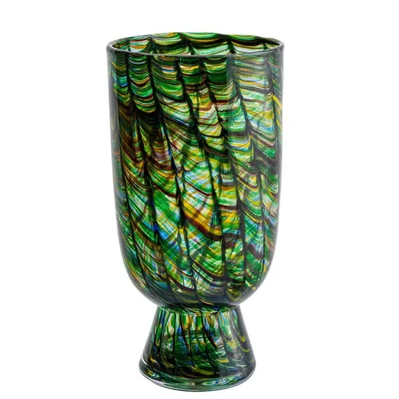 Modern simple model room, living room peacock green vase flower ware, flower arrangement flower arrangement combination