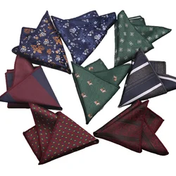 23*23CM Luxury Men's Handkerchief Flower Striped Floral Hankies Polyester Hanky Business red Pocket Square Chest Towel Wedding