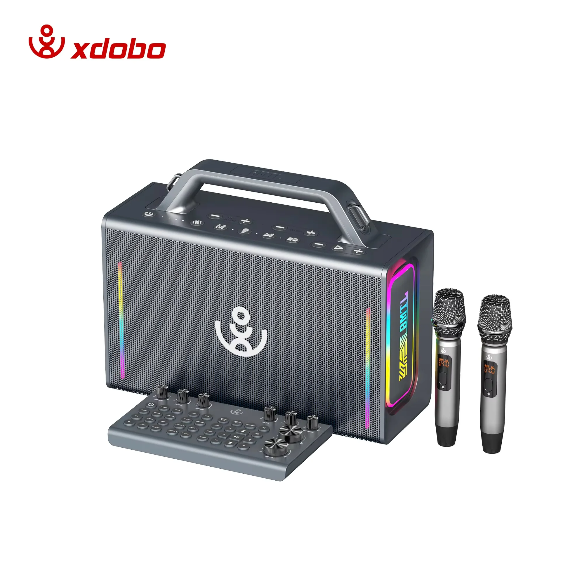 Multi-function Portable Outdoor Karaoke Wireless Speaker Built-in Mixer Dual UHF Wireless Microphones And Vibrant RGB Lights